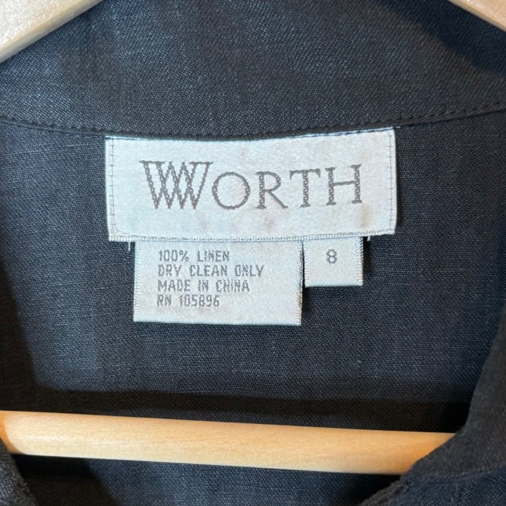 Worth 100% Linen Popover Shift Shirt Dress w Pockets Minimalist Lagenlook size 8 - Picture 6 of 6